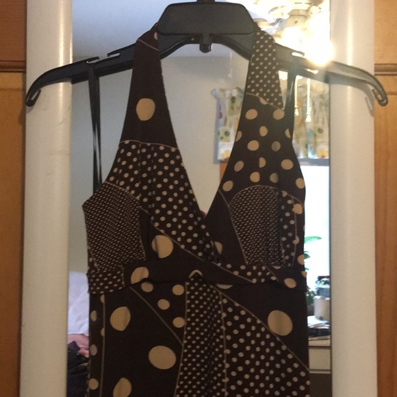 High-low brown pattern halter dress - Picture 3 of 6